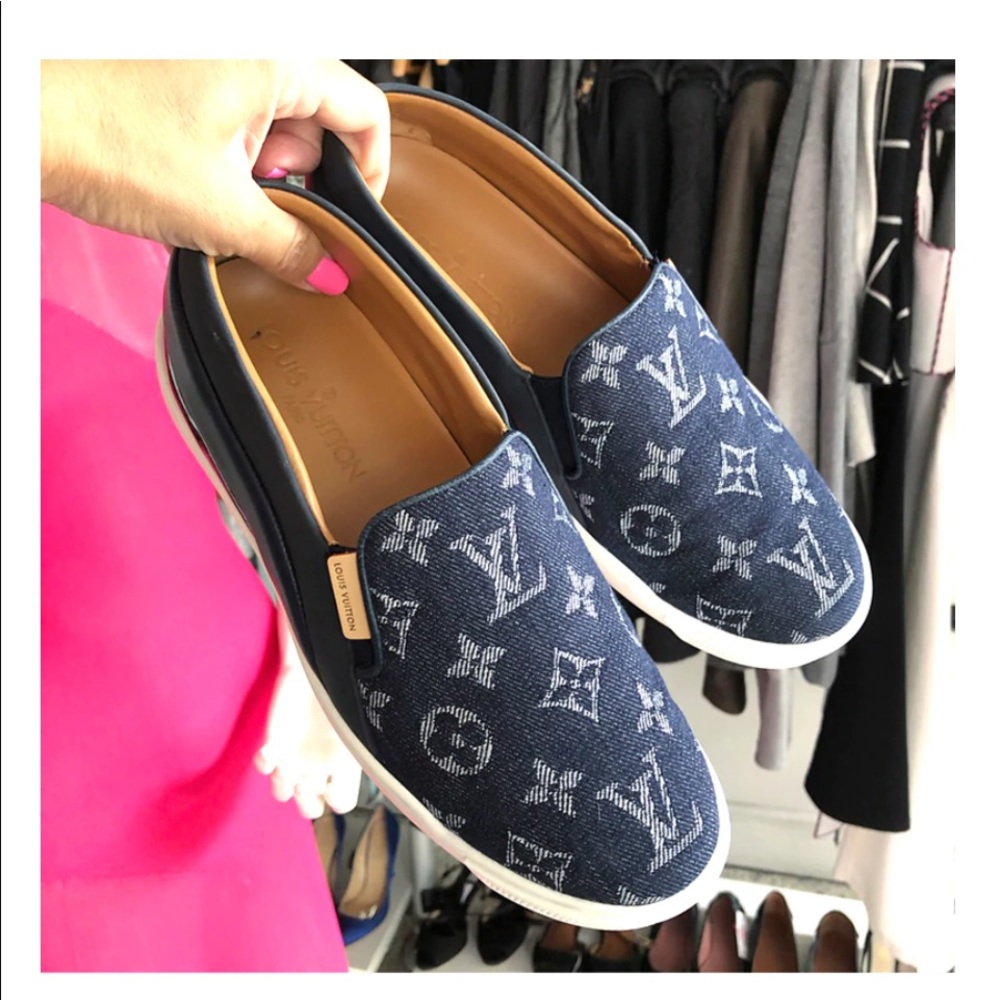 Authentic Louis Vuitton loafer denim comes with box and dust bags - Picture 3 of 8